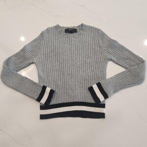 Forever 21 Sz M Gray Stripes Cropped Ribbed Pullover Sweater Academia Women Top
